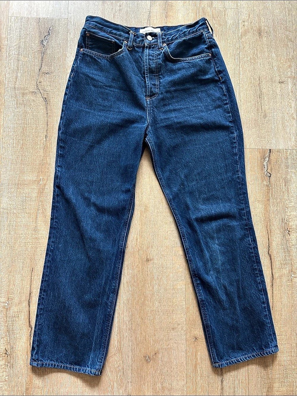 Denim Forum The Joni High Rise Loose 29L Jeans in Dark Wash